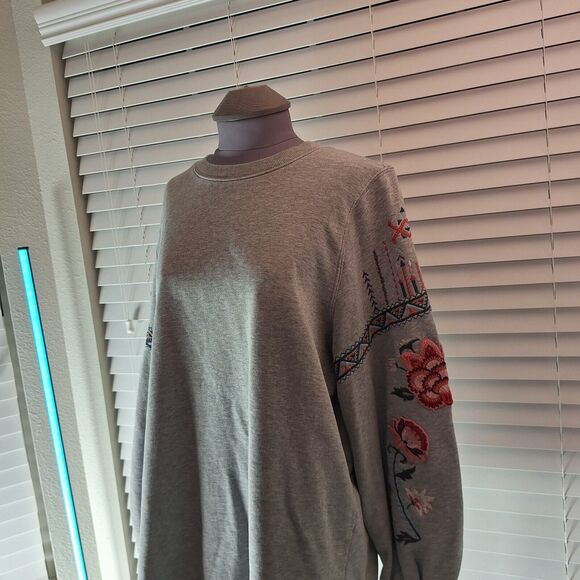 Driftwood size L pullover Long Sleeve Embroidered Sleeves - Picture 9 of 12